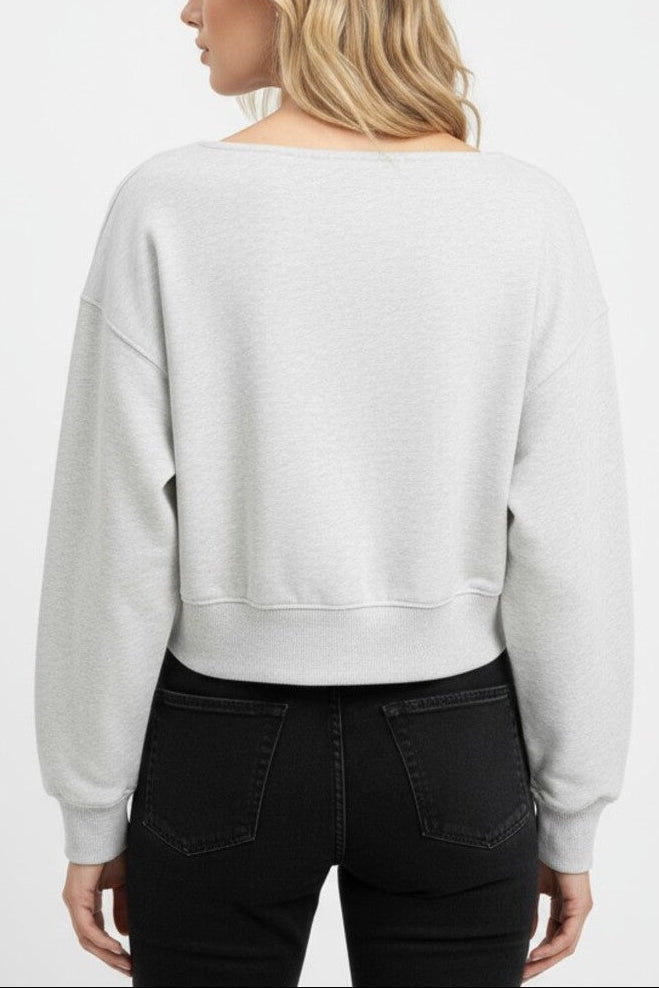  Forever 21 Off-The-Shoulder Cropped Fleece Pullover - black - Bonton