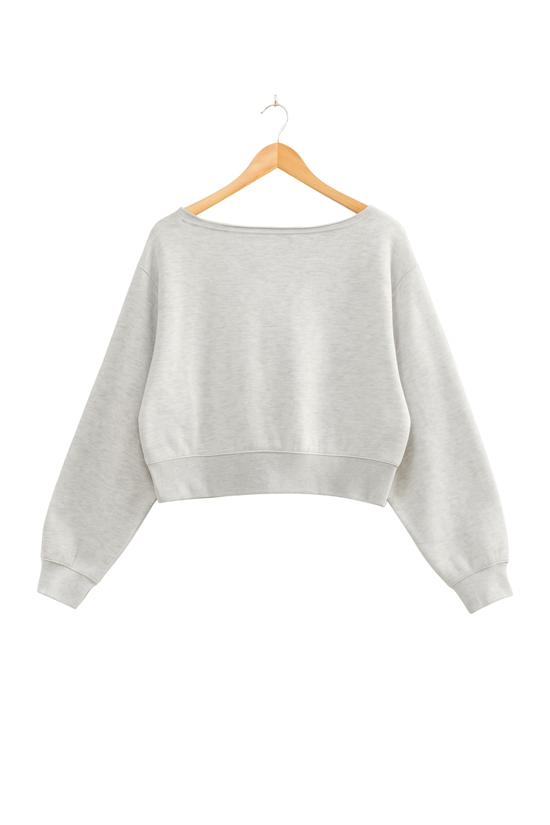  Forever 21 Off-The-Shoulder Cropped Fleece Pullover - black - Bonton