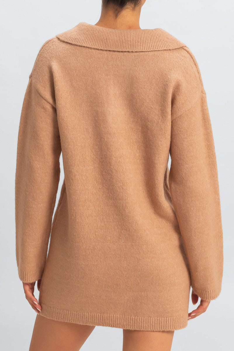  Forever 21 Collared Sweater Dress - taupe - Bonton