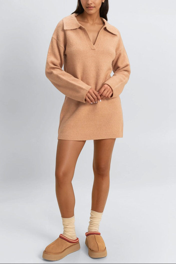  Forever 21 Collared Sweater Dress - taupe - Bonton