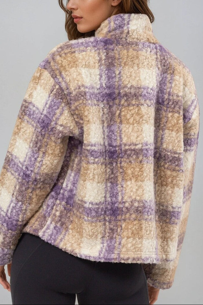  Forever 21 Plaid Boucle Jacket - black-cream - Bonton