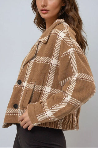 Plaid Double-Breasted Cropped Jacket