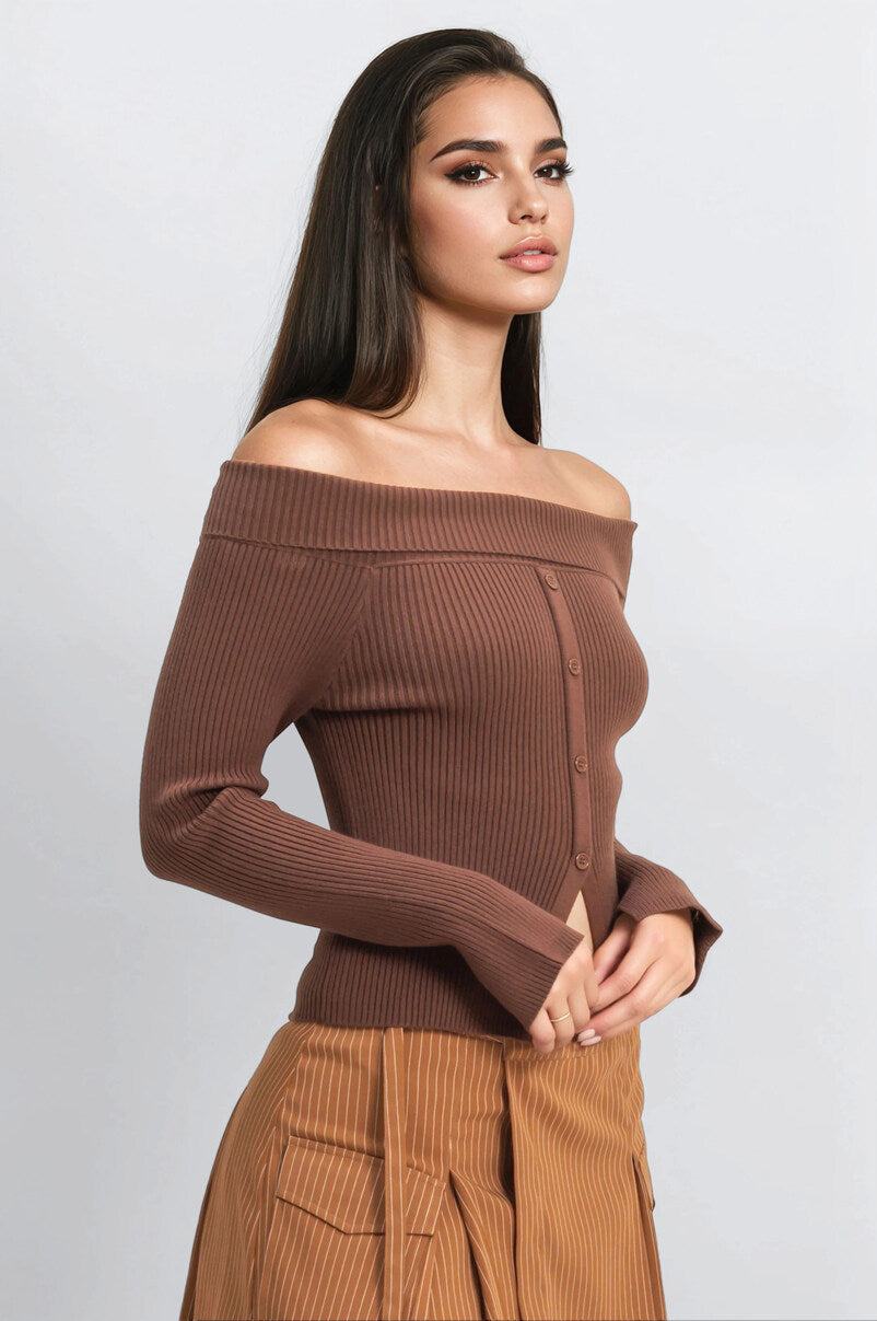  Forever 21 Ribbed Off-The-Shoulder Sweater-Knit Top - black - Bonton