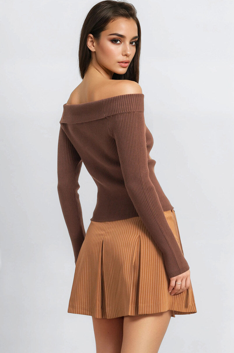  Forever 21 Ribbed Off-The-Shoulder Sweater-Knit Top - black - Bonton