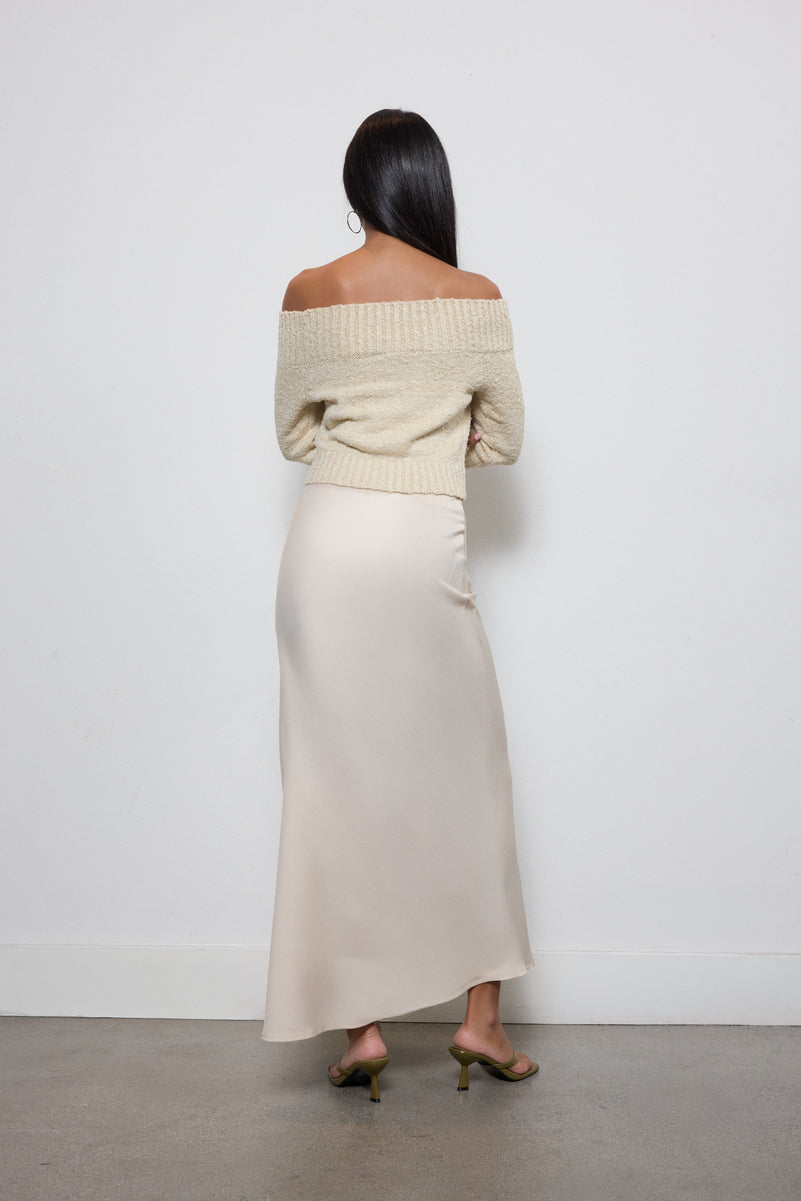  Forever 21 Satin A-Line Maxi Skirt - champagne - Bonton