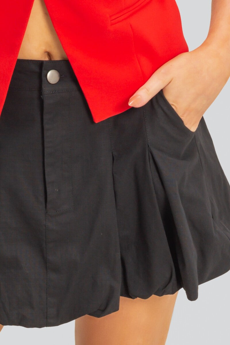  Forever 21 Twill Pleated Balloon Mini Skirt - olive - Bonton