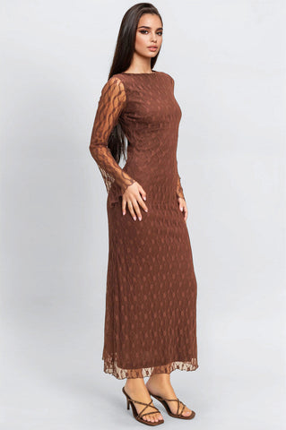 Semi-Sheer Lace Bodycon Maxi Dress