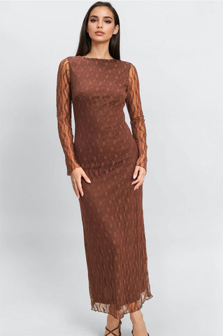 Semi-Sheer Lace Bodycon Maxi Dress