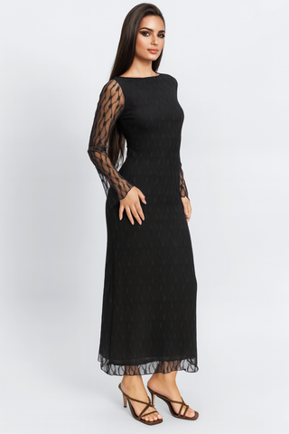 Semi-Sheer Lace Bodycon Maxi Dress