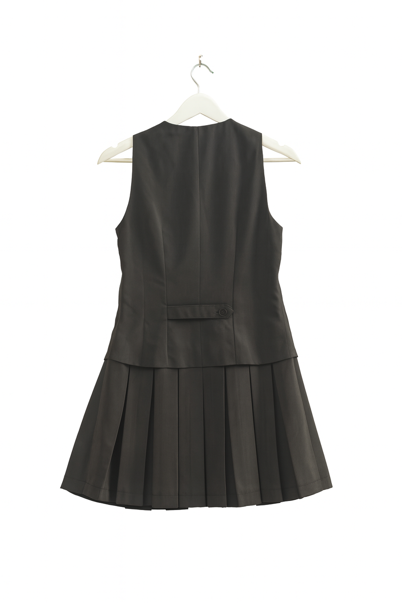  Forever 21 Vested Pleat-Skirt Mini Dress - black - Bonton