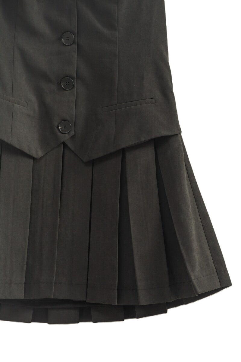  Forever 21 Vested Pleat-Skirt Mini Dress - black - Bonton