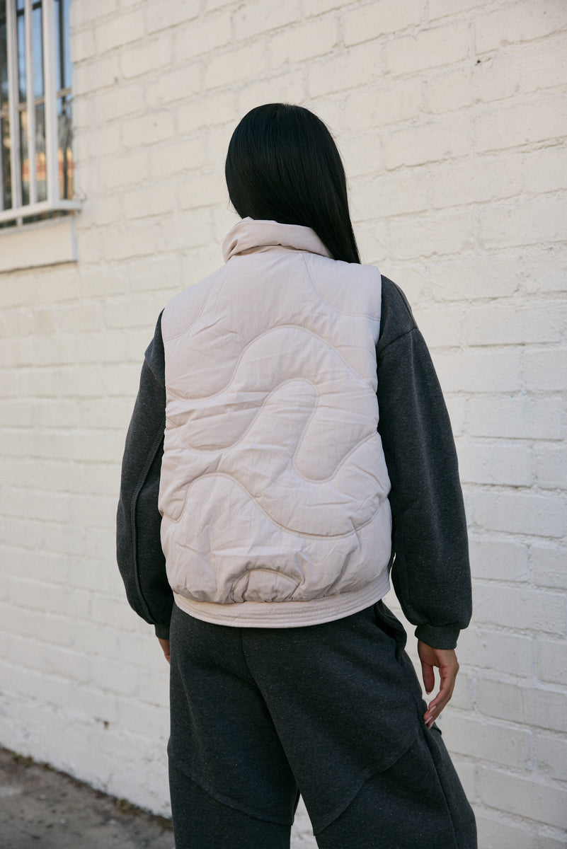  Forever 21 Quilted Puffer Vest - stone - Bonton