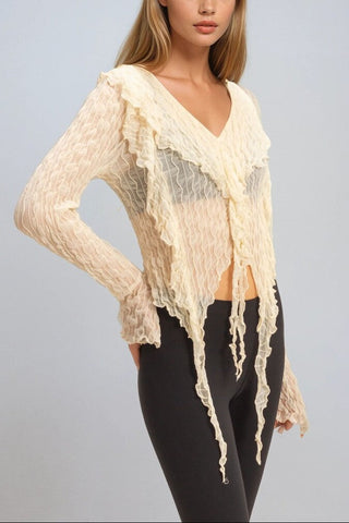 Textured Ruffled Lace Top