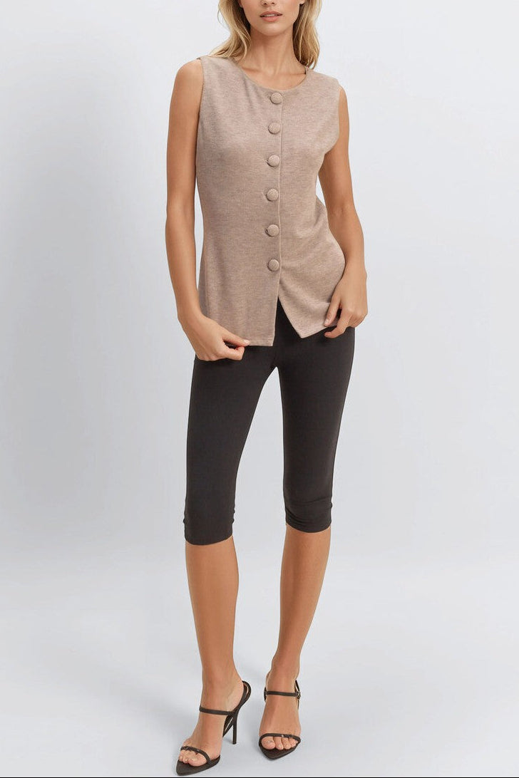  Forever 21 Rib-Knit Button-Front Sleeveless Top - taupe - Bonton