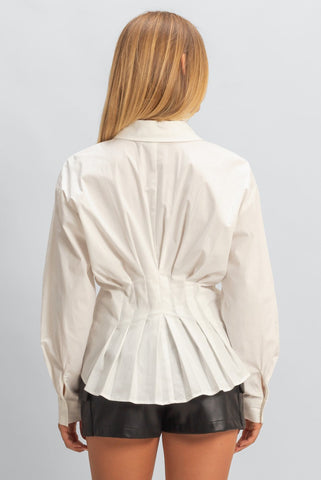 Pleated Poplin Peplum Shirt