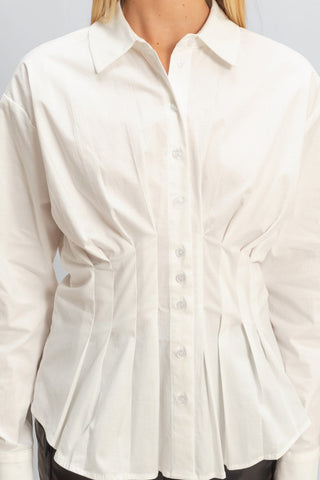 Pleated Poplin Peplum Shirt