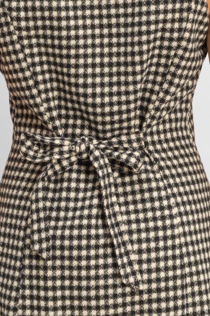  Forever 21 Sleeveless Houndstooth Button-Front Mini Dress - black-white - Bonton