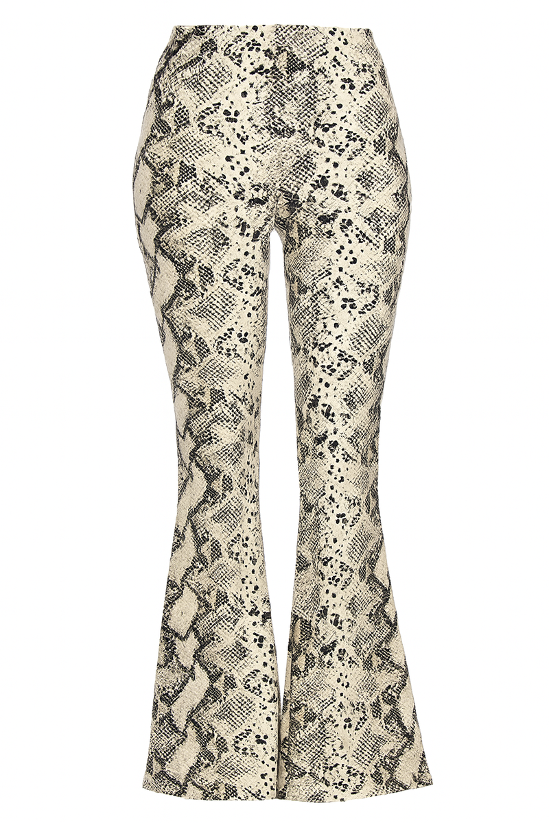  Forever 21 Snake Print Flare Pants - gray-multi - Bonton