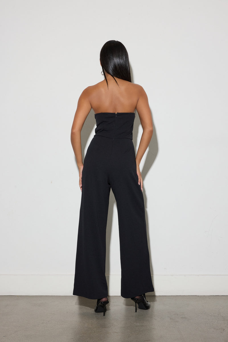 Forever 21 Rhinestone-Trim Strapless Jumpsuit - black - Bonton