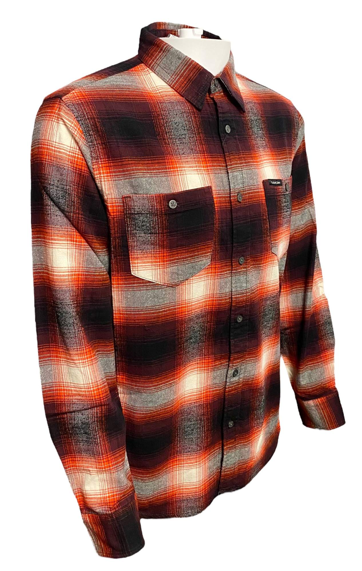  Calvin Klein Long Sleeves Iconic Patch Flannel Shirt - Winetasting - Bonton