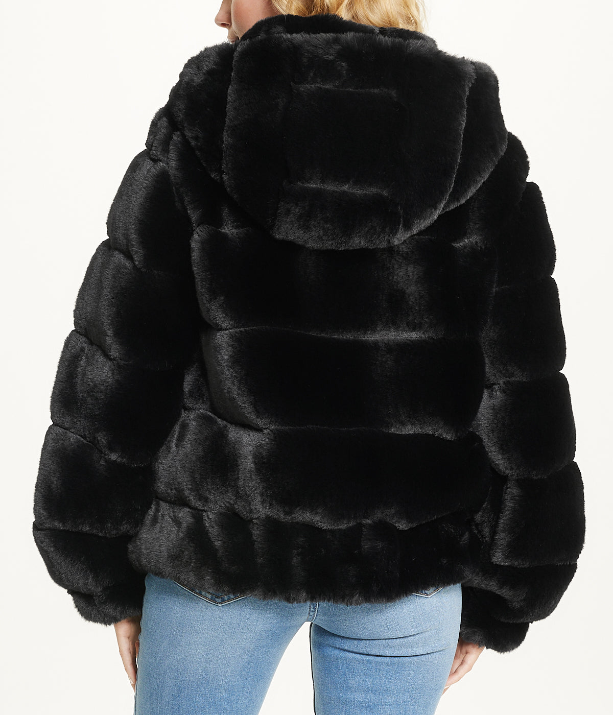  BCBG Short Faux Fur With Hood Black - Black - Bonton
