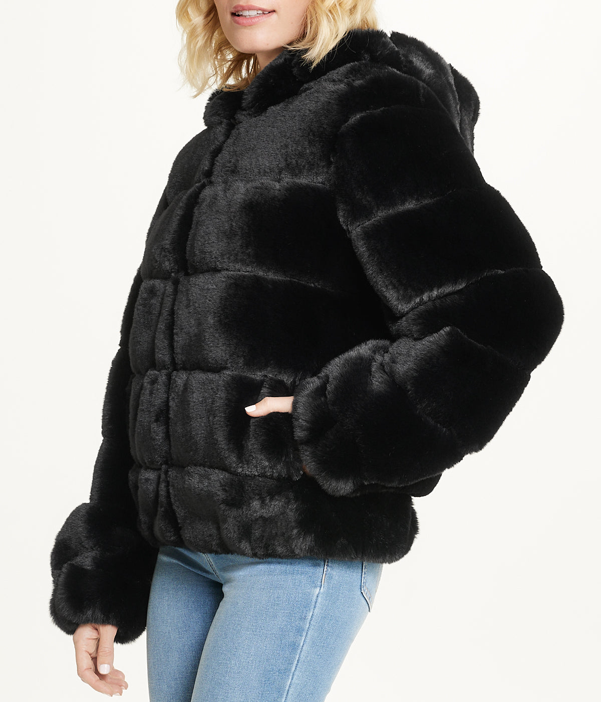  BCBG Short Faux Fur With Hood Black - Black - Bonton