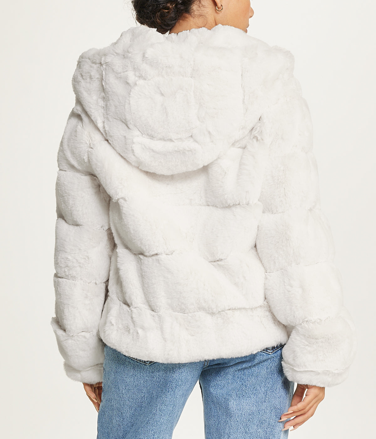  BCBG Short Faux Fur With Hood Ivory - Ivory - Bonton