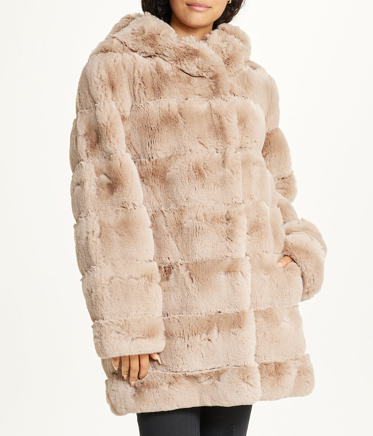  BCBG Long Faux Fur With Hood Hazelnut - Hazelnut - Bonton