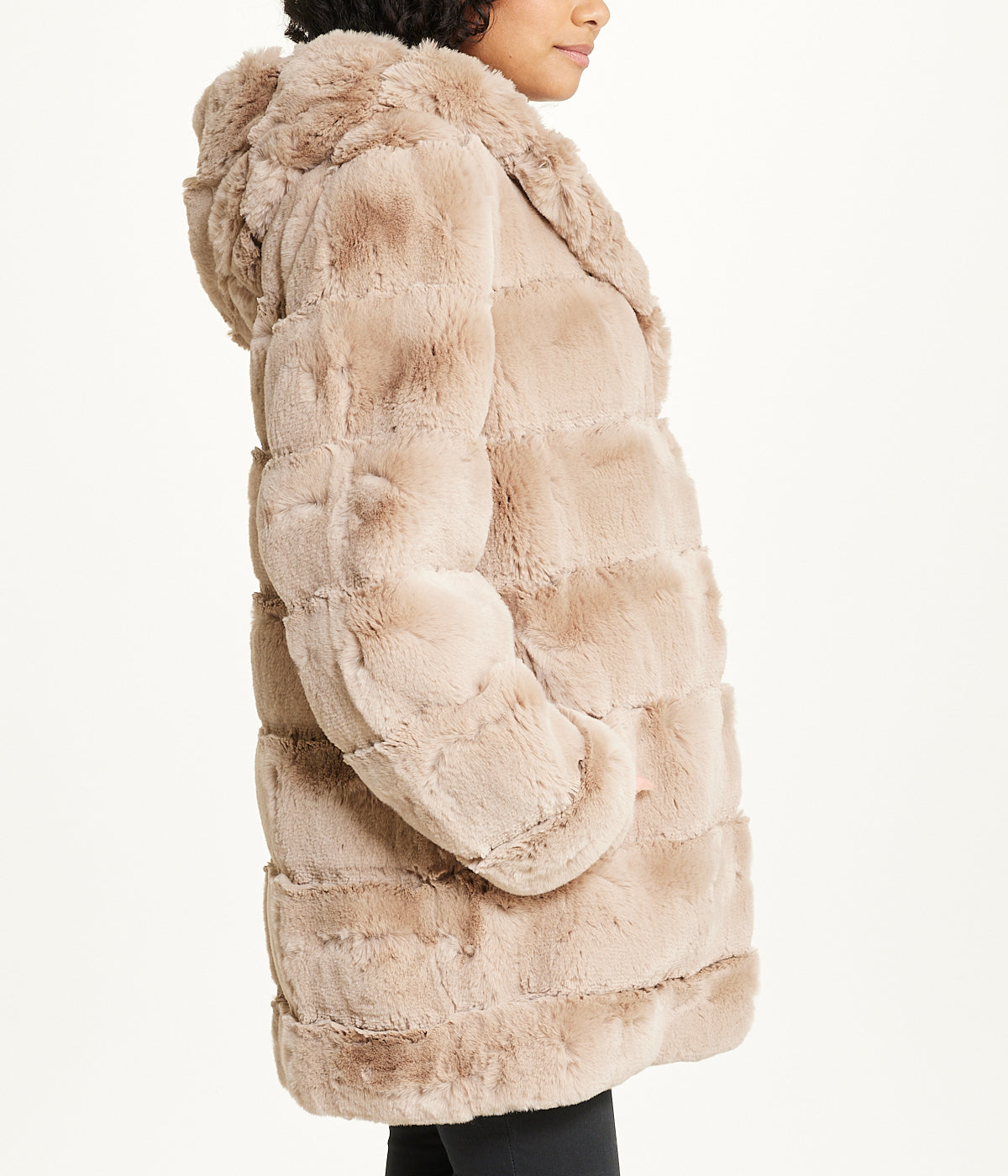  BCBG Long Faux Fur With Hood Hazelnut - Hazelnut - Bonton