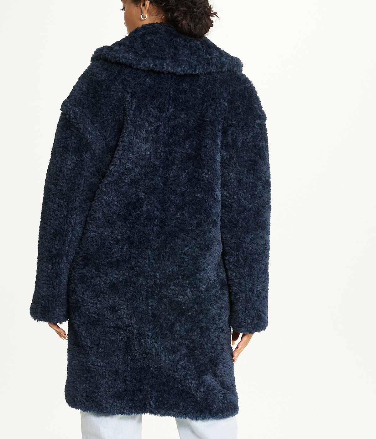  BCBG Notch Collar Curly Teddy Double Breasted Coat Sapphire - Sapphire - Bonton