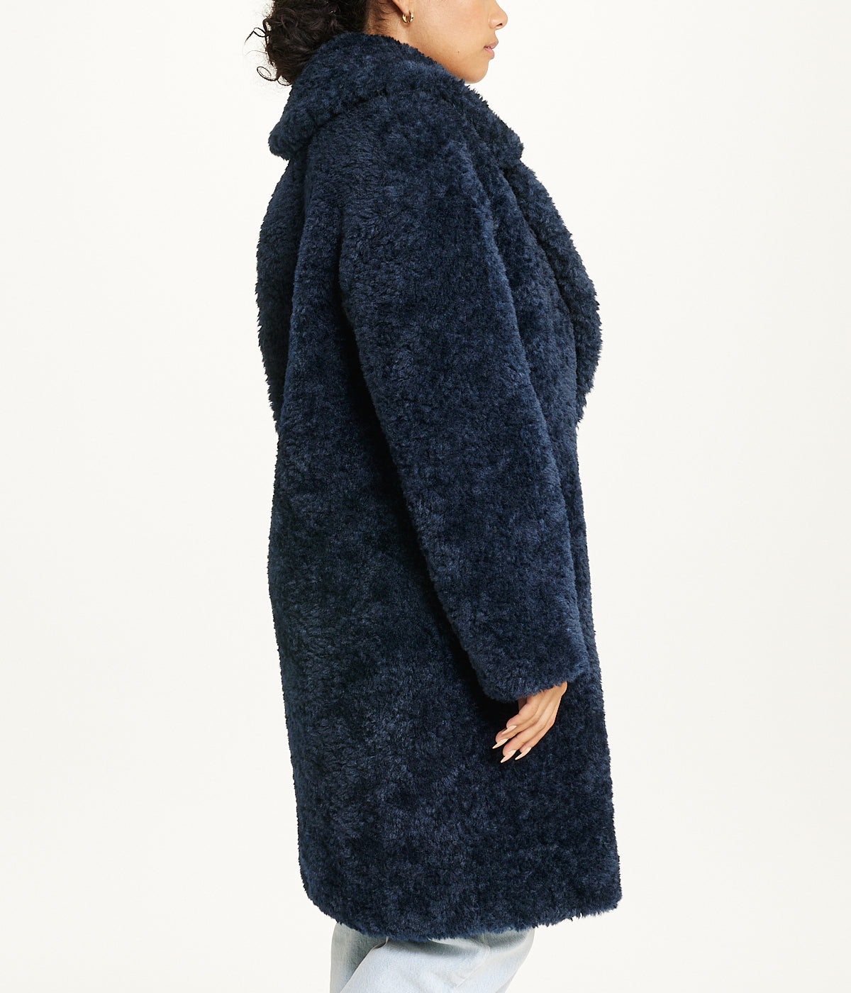  BCBG Notch Collar Curly Teddy Double Breasted Coat Sapphire - Sapphire - Bonton