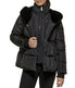  Kenneth Cole Faux Memory Short Puffer W Plush Faux Fur Trimmed Hood - Black - Bonton