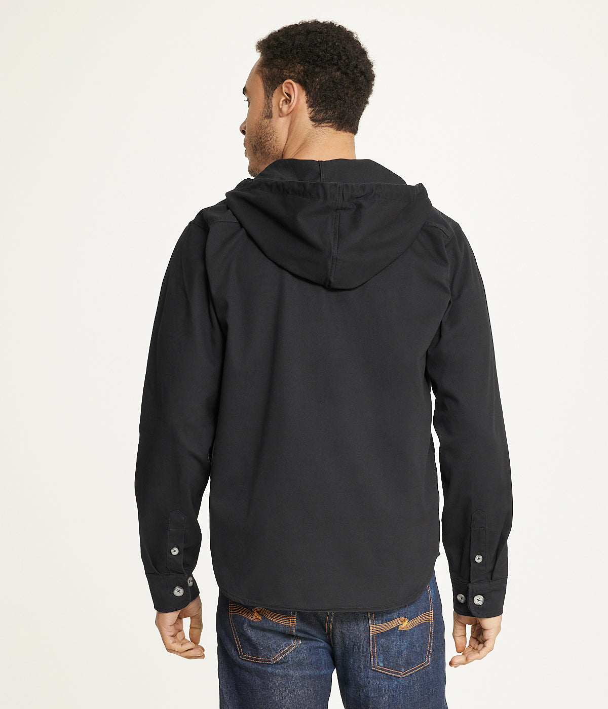  Brooklyn Laundry Men's Long Sleeve Hooded Shirt Jacket: Stretch Twill - Black - Bonton