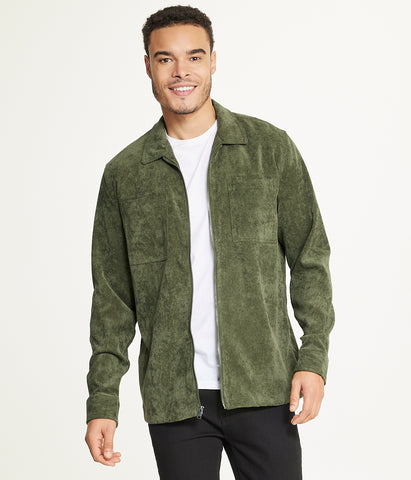 Men's Long Sleeve Corduroy Shirt Jacket (Zip Front)