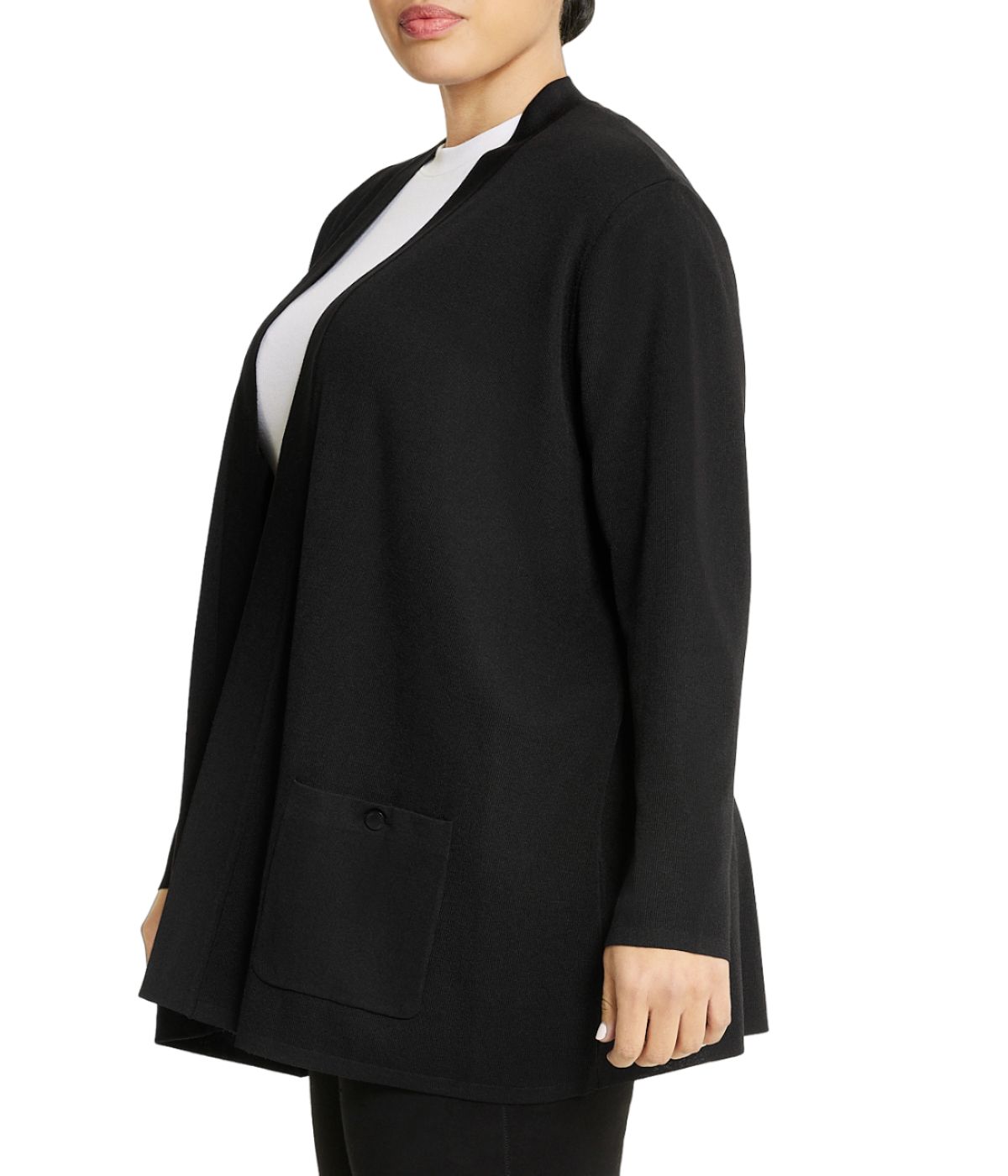  Anne Klein Malibu 2 Pocket Cardigan Plus Size - Black - Bonton