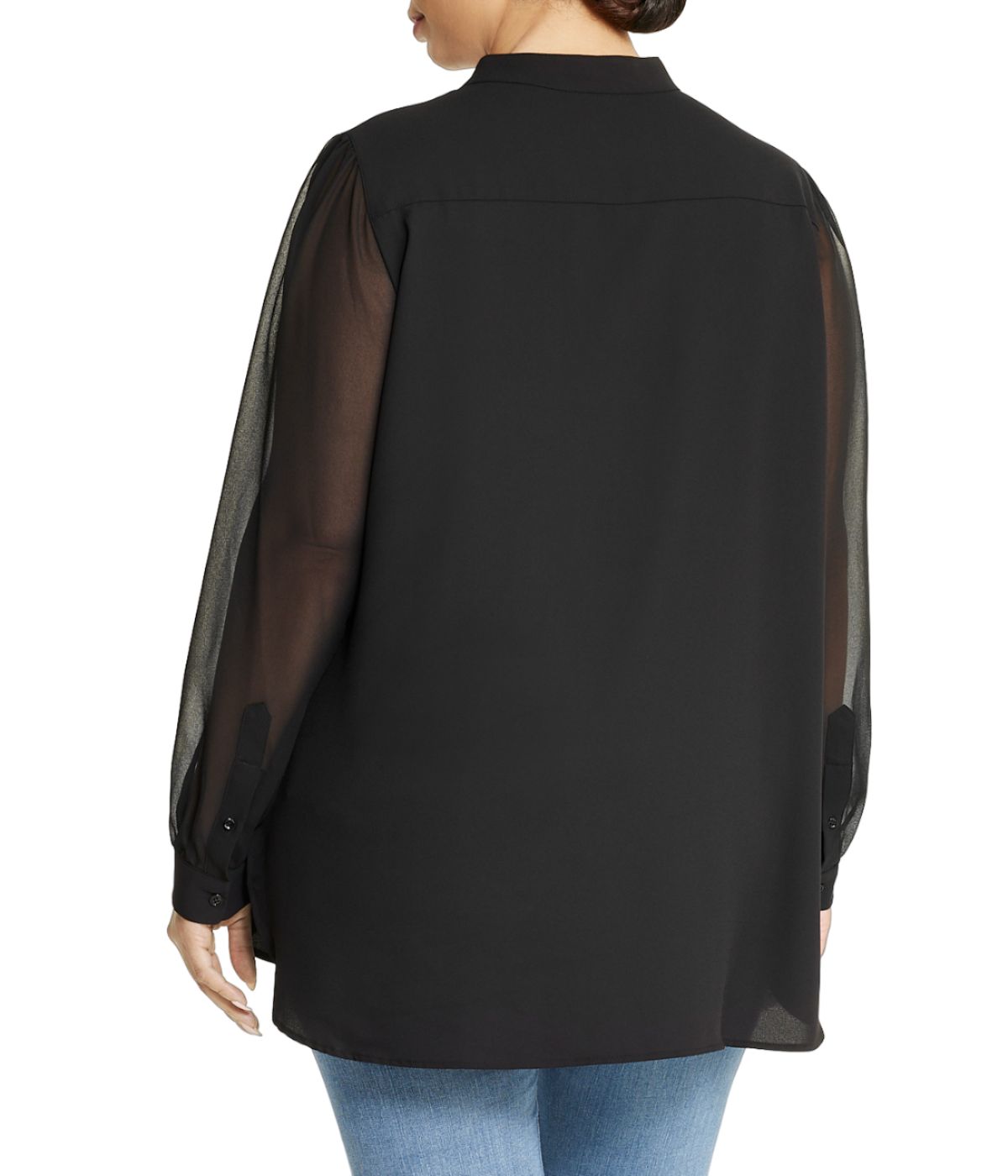  Anne Klein Plus Size Long Sleeve Poet Blouse - Anne Black - Bonton