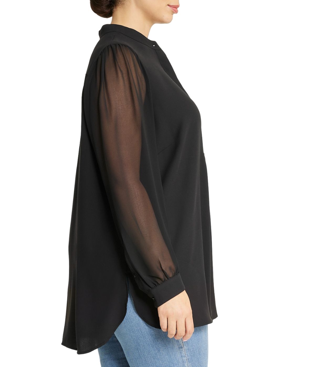  Anne Klein Plus Size Long Sleeve Poet Blouse - Anne Black - Bonton