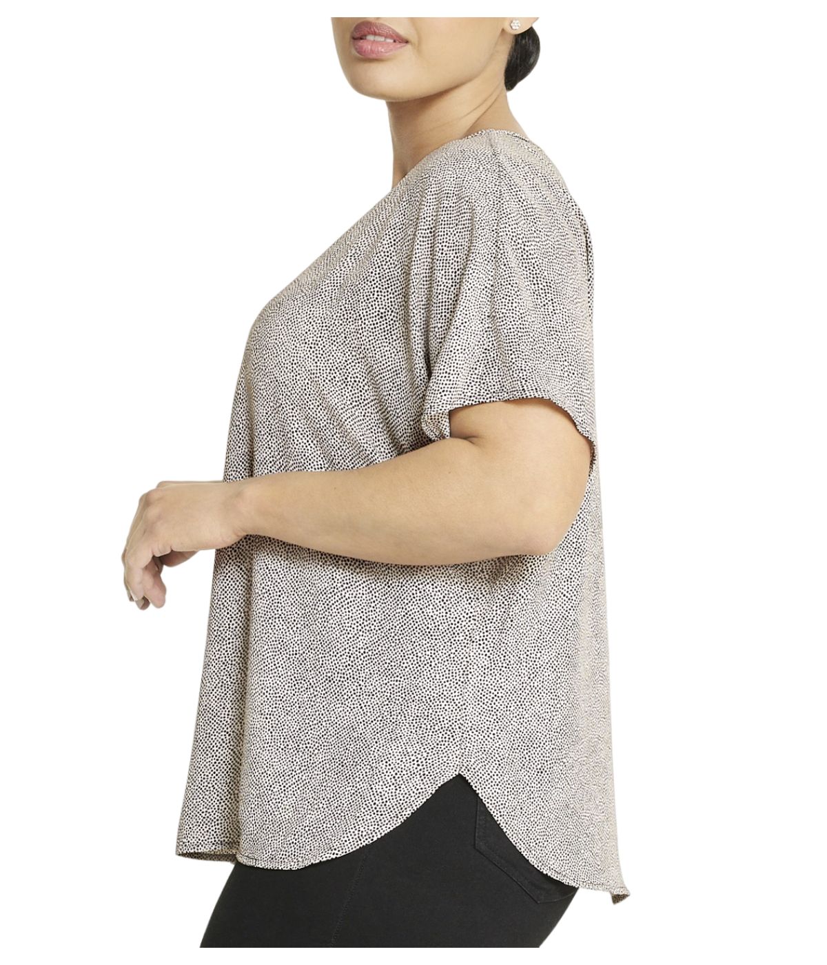  Anne Klein Plus Size Rambling Dot Bateau Blouse - Anne White/Anne Black - Bonton