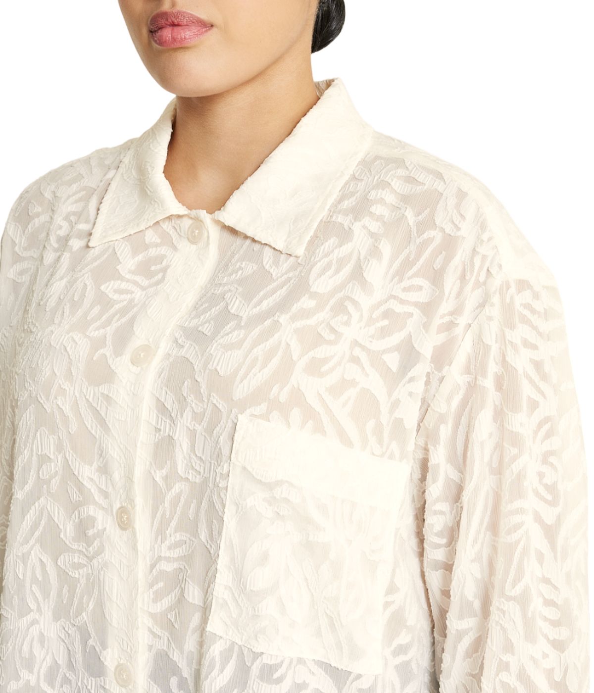  Anne Klein Oxford Floral Shirt in Plus Size - Anne White - Bonton