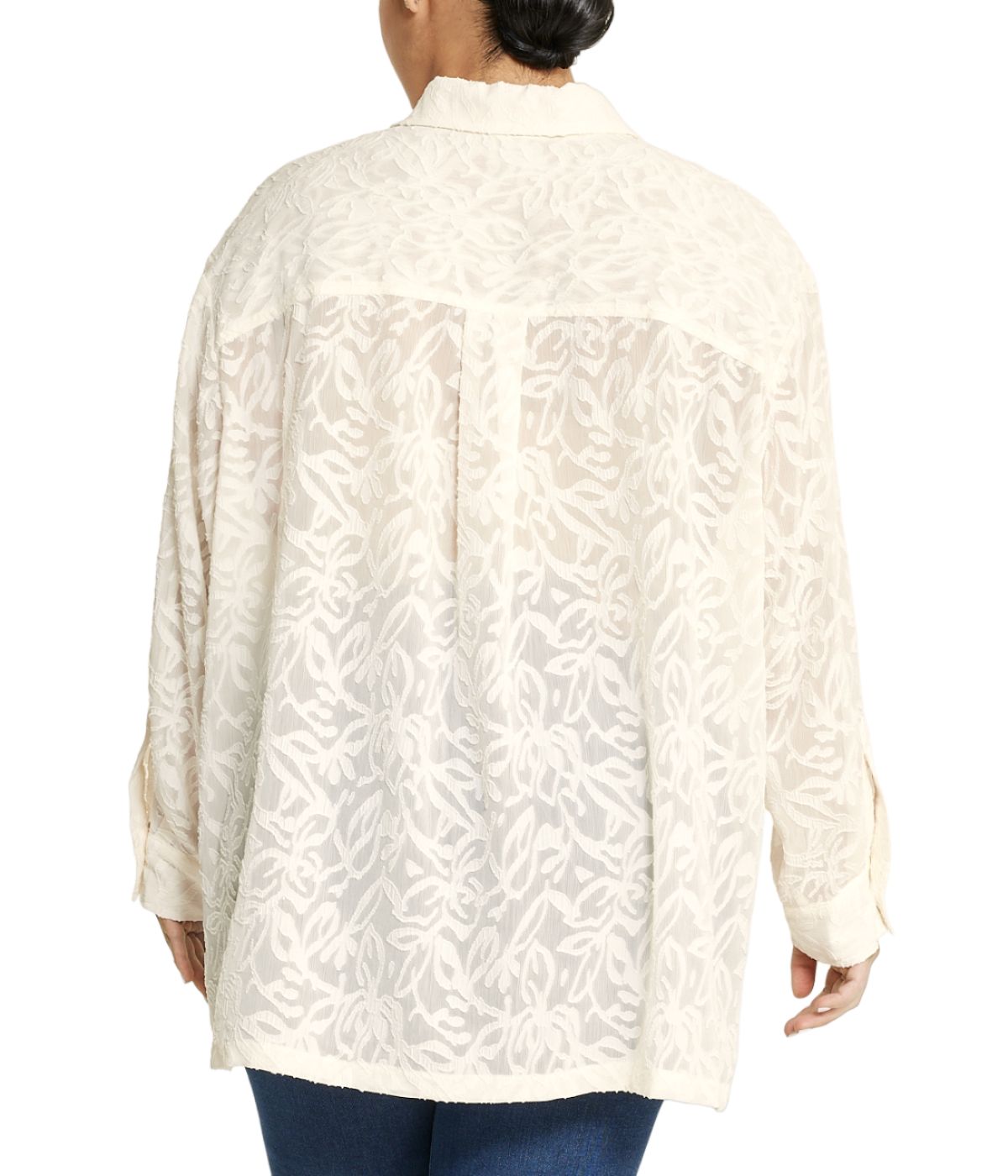  Anne Klein Oxford Floral Shirt in Plus Size - Anne White - Bonton