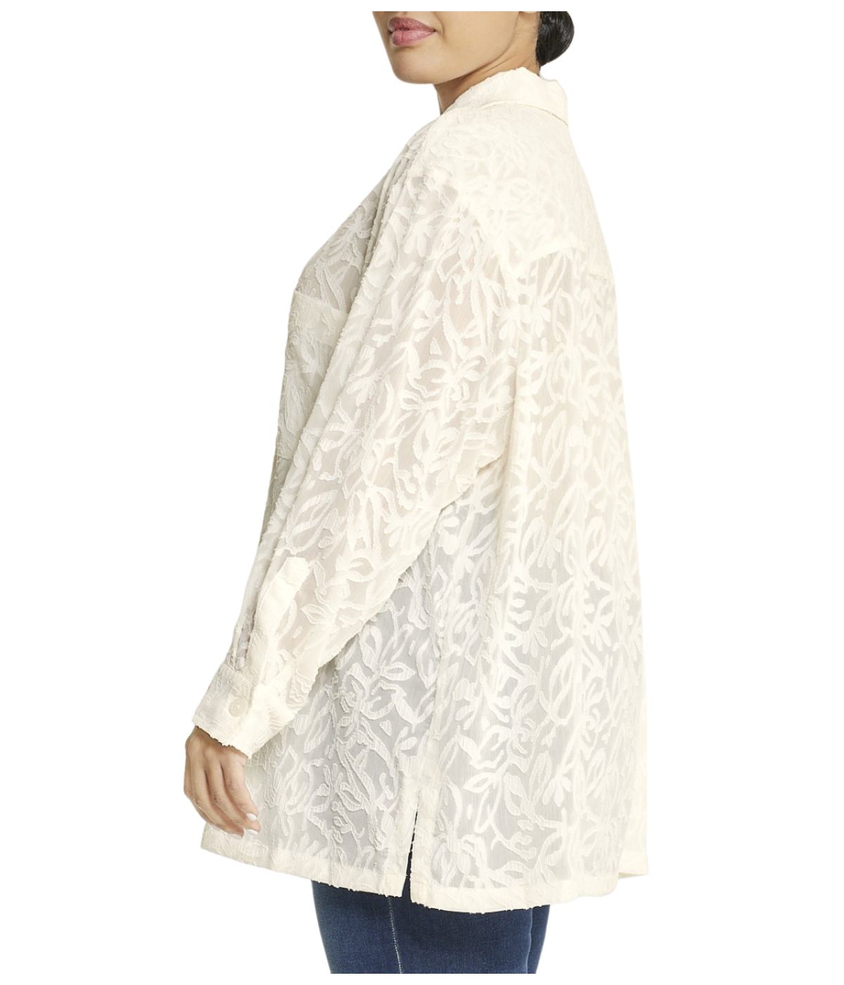  Anne Klein Oxford Floral Shirt in Plus Size - Anne White - Bonton