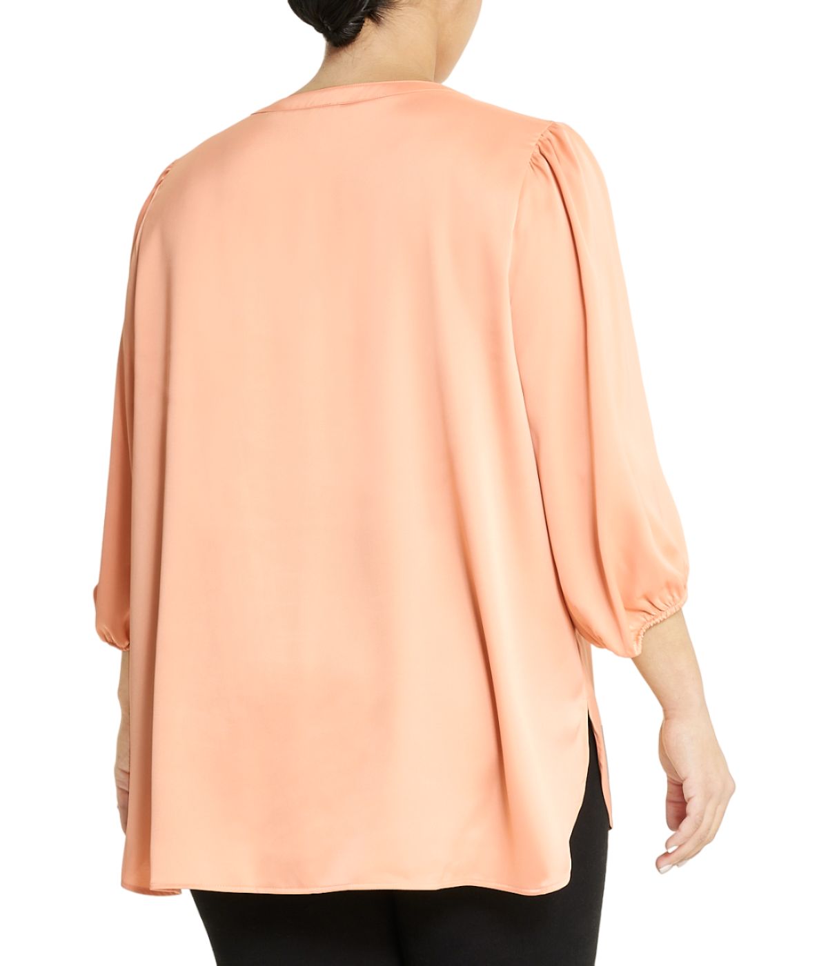  Anne Klein CDC Pop-Over Blouse With Covered Placket And Side Slits - Warm Sand - Bonton