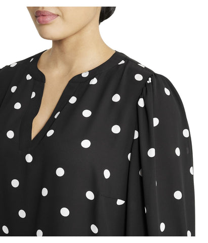 Plus Size Gingham Puff Sleeve Blouse
