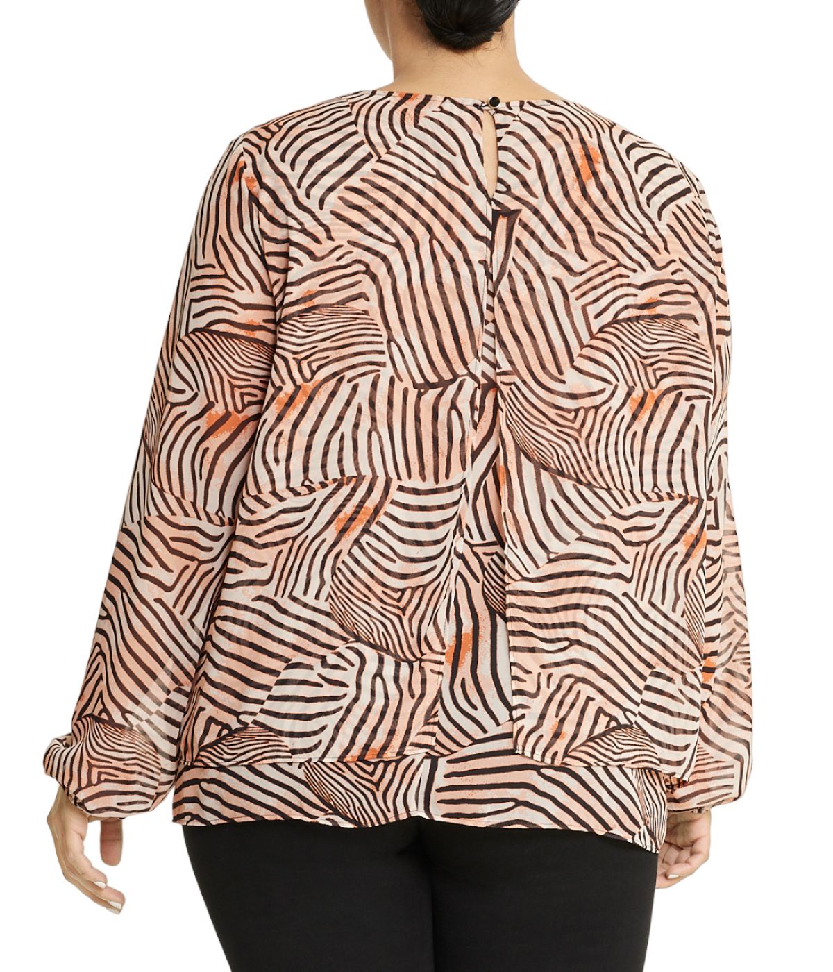  Anne Klein Chiffon Double Layer Animal Print Blouse Plus Size - Warm Sand/ Anne Black - Bonton