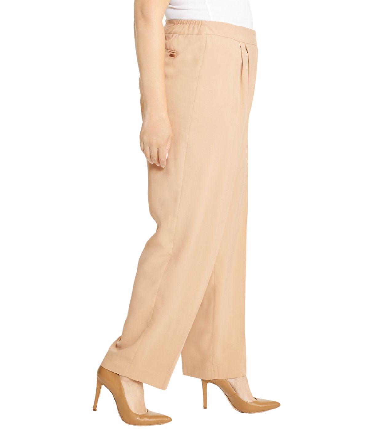  Anne Klein High Rise Fly Front Pleated Pants - Latte Coffee - Bonton