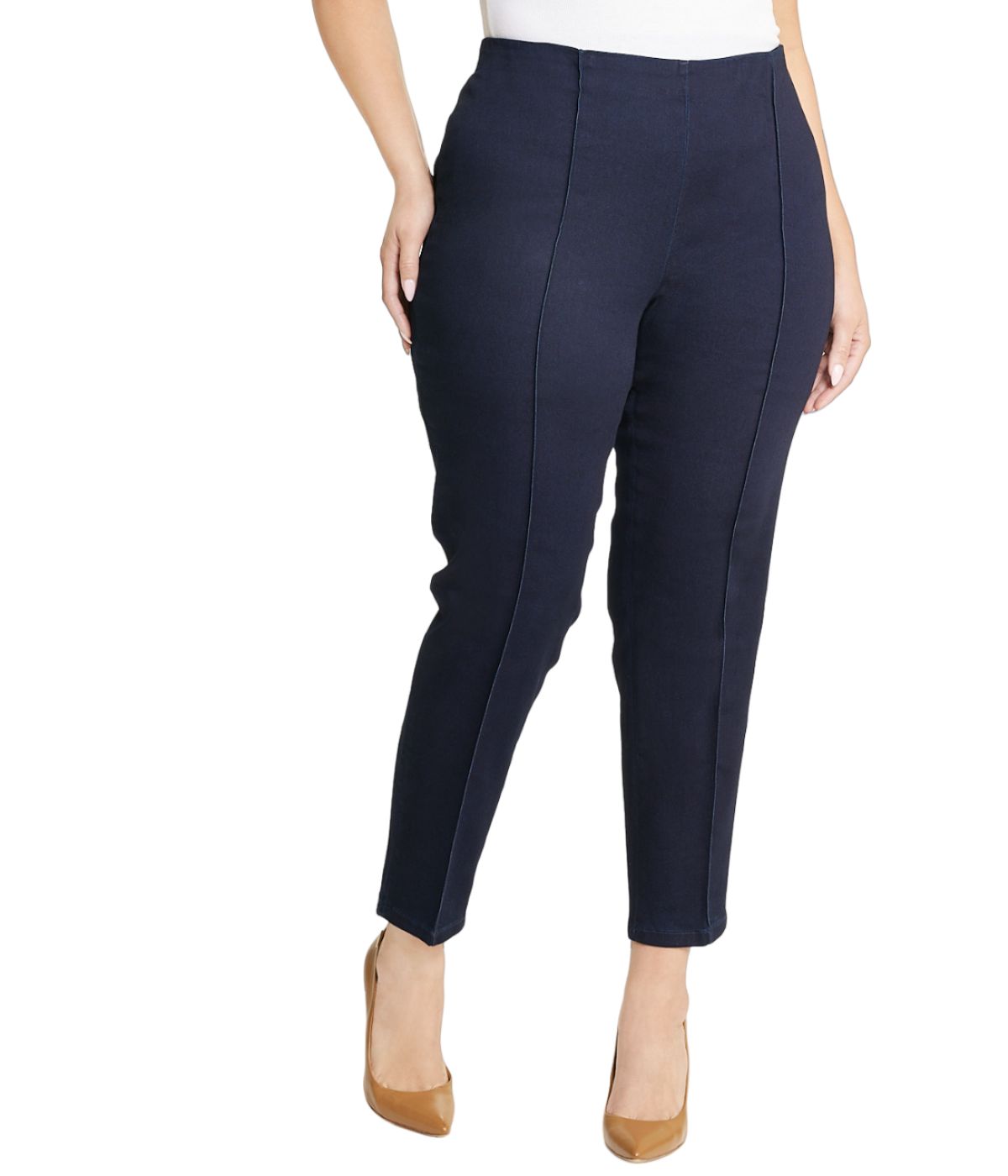  Anne Klein Double-wide waistband Pull-on Leggings - Navy - Bonton