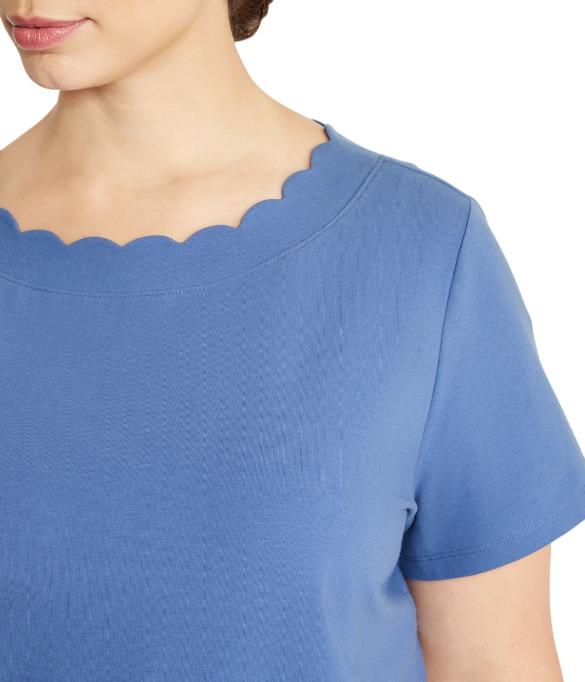  Anne Klein Plus Size Scallop Short Sleeve T-Shirt - Blue Jay - Bonton