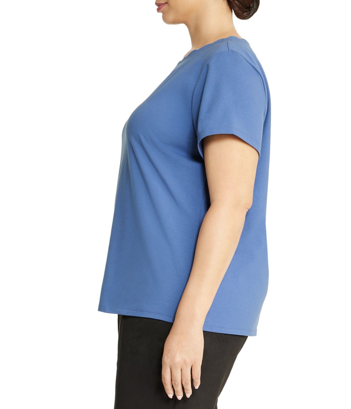  Anne Klein Plus Size Scallop Short Sleeve T-Shirt - Blue Jay - Bonton