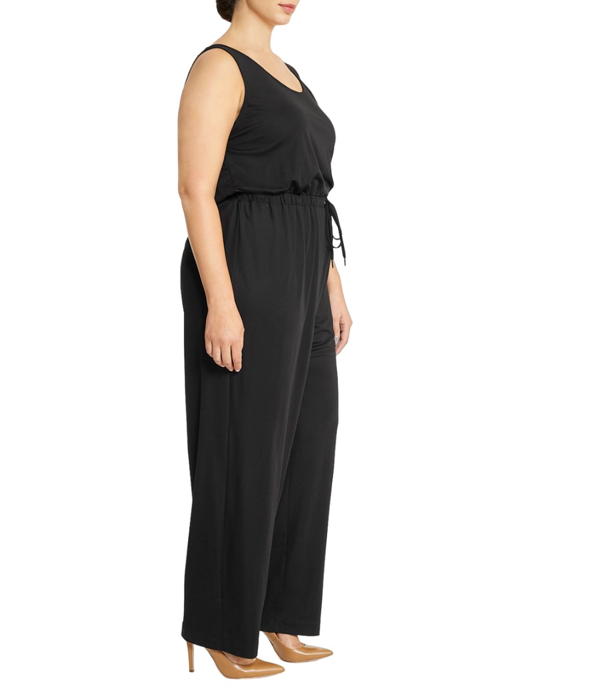  Anne Klein Plus Size Scoop Neck D-String Waist Jumpsuit - Anne Black - Bonton