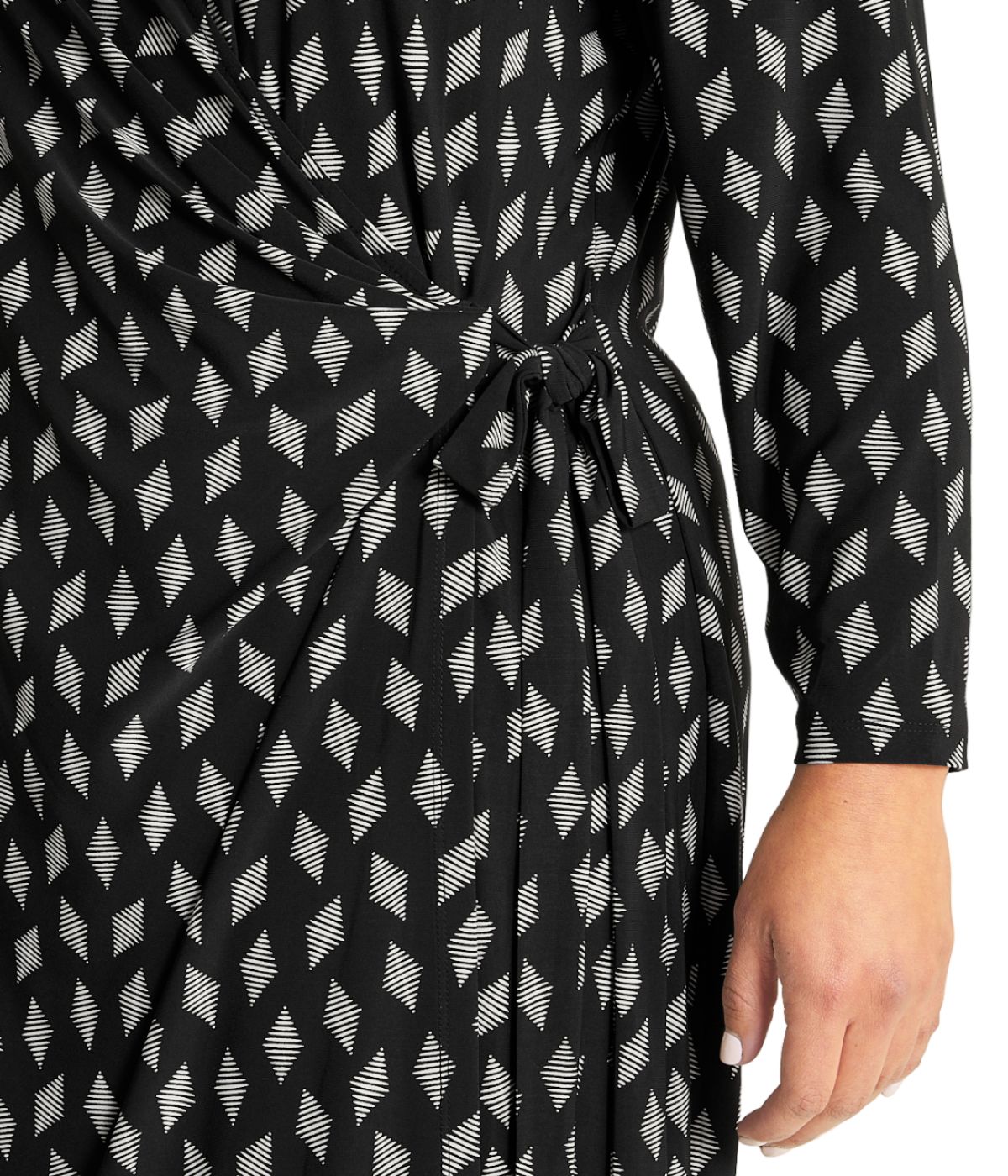  Anne Klein Plus Size Printed Notch Collar Wrap Dress - Anne Black/ Anne White - Bonton